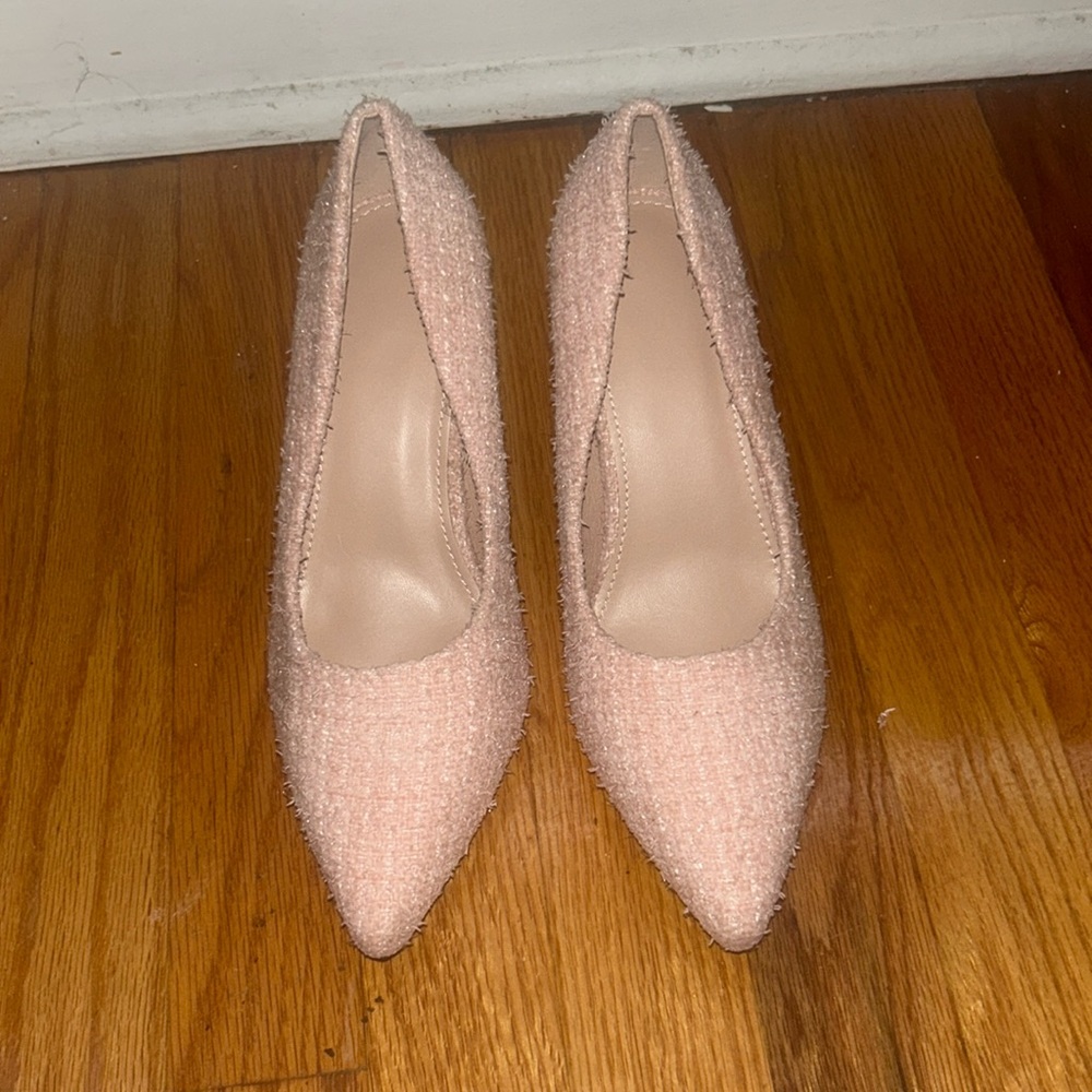 Pink tweed heels